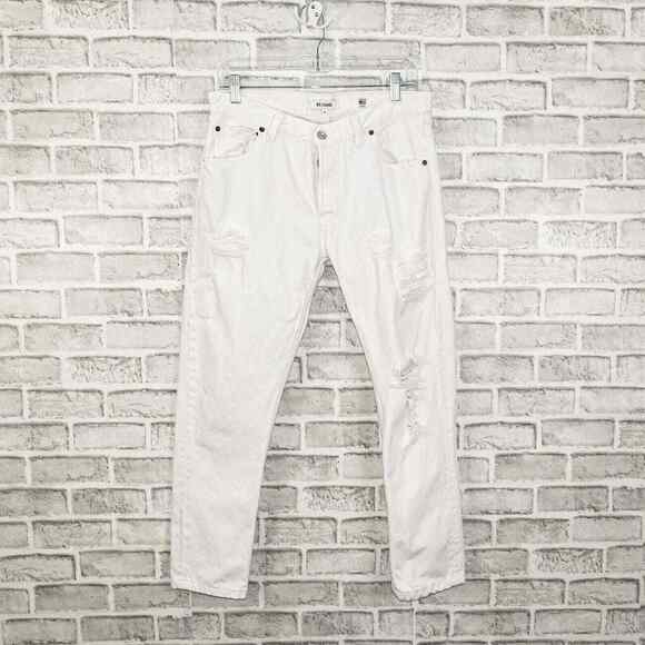 RE/DONE x LEVI'S Straight Skinny Denim Jeans white Distressed Rip Size 29 - Picture 1 of 16